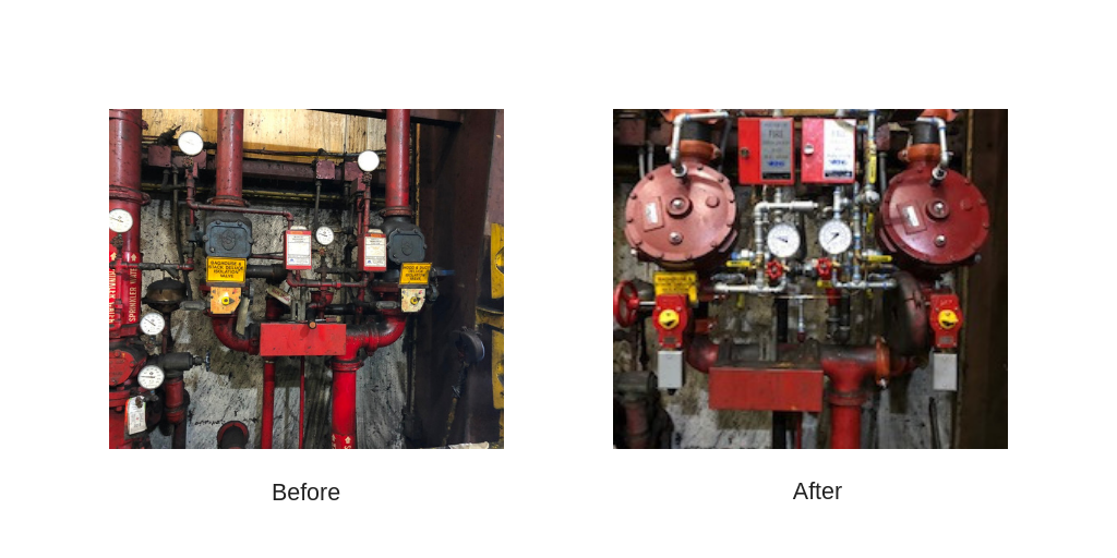 commercial fire sprinkler system installation before and after